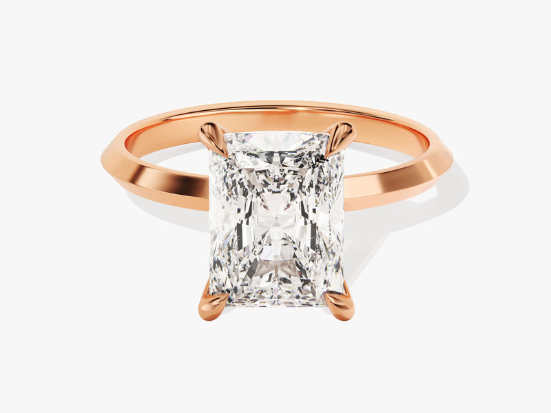 Rose gold ring with radiant cut diamond engagement ring