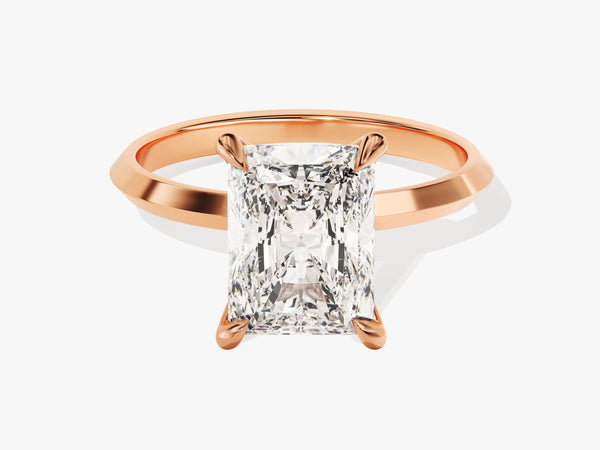 Rose gold ring with radiant cut diamond engagement jewelry