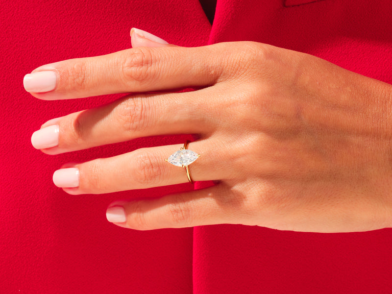 Knife Edge Marquise Moissanite Engagement Ring (3.00 CT)