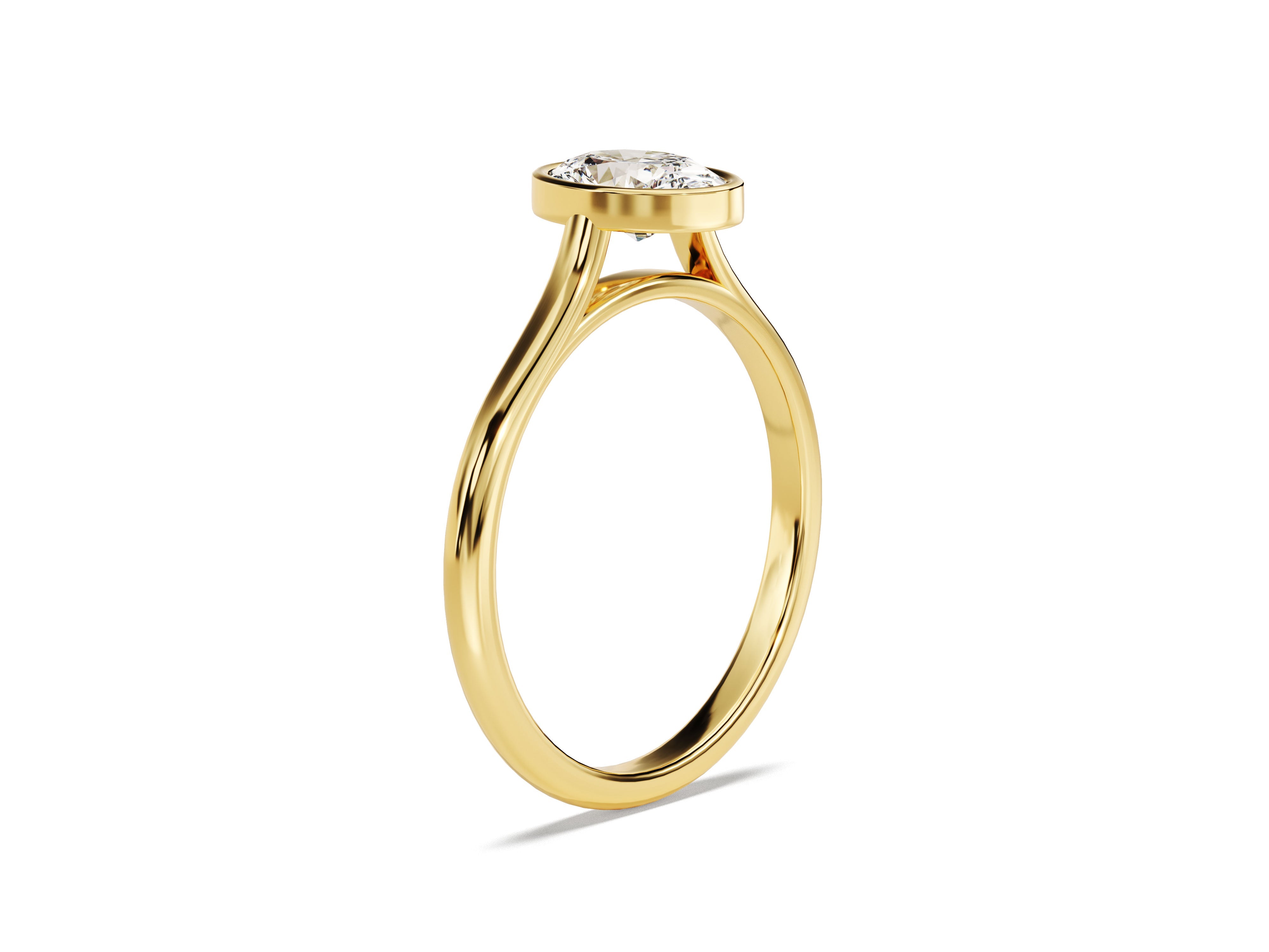 Gold ring with bezel-set diamond, fine jewelry, engagement ring