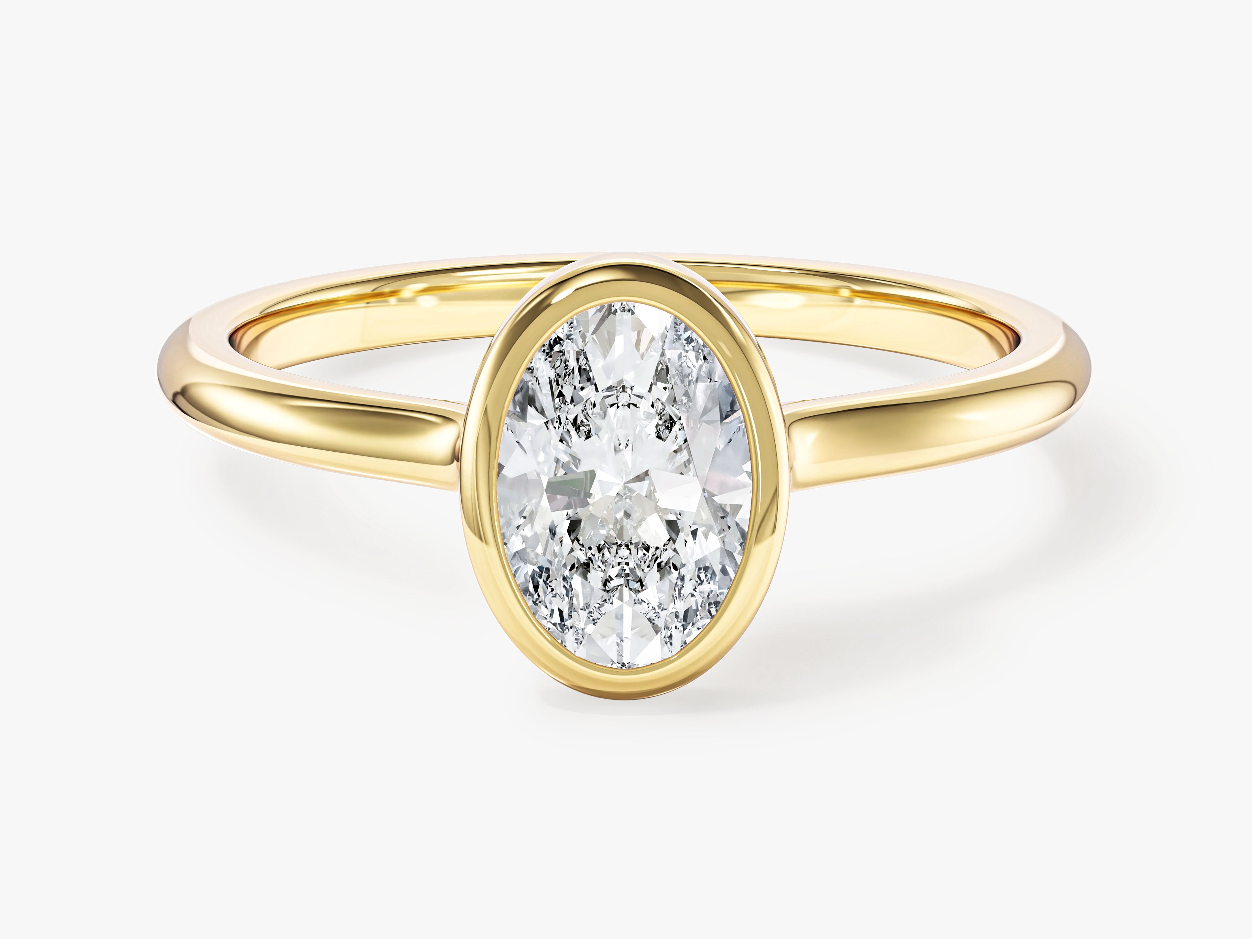 Bezel Oval Lab Grown Diamond Engagement Ring (1.00 CT)