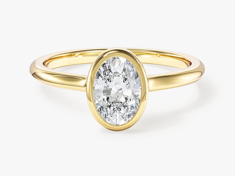 Bezel Oval Moissanite Engagement Ring (1.00 CT)