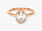 Bezel Oval Lab Grown Diamond Engagement Ring (1.50 CT)