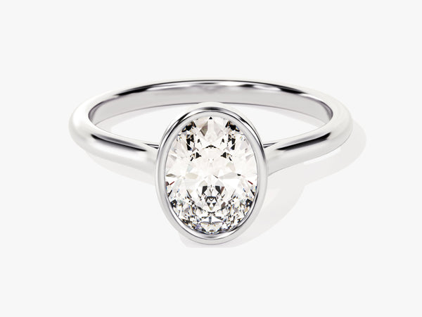 Oval diamond solitaire ring in platinum setting