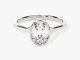 Bezel Oval Lab Grown Diamond Engagement Ring (1.50 CT)