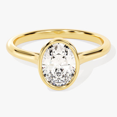 Bezel Oval Lab Grown Diamond Engagement Ring (1.50 CT)