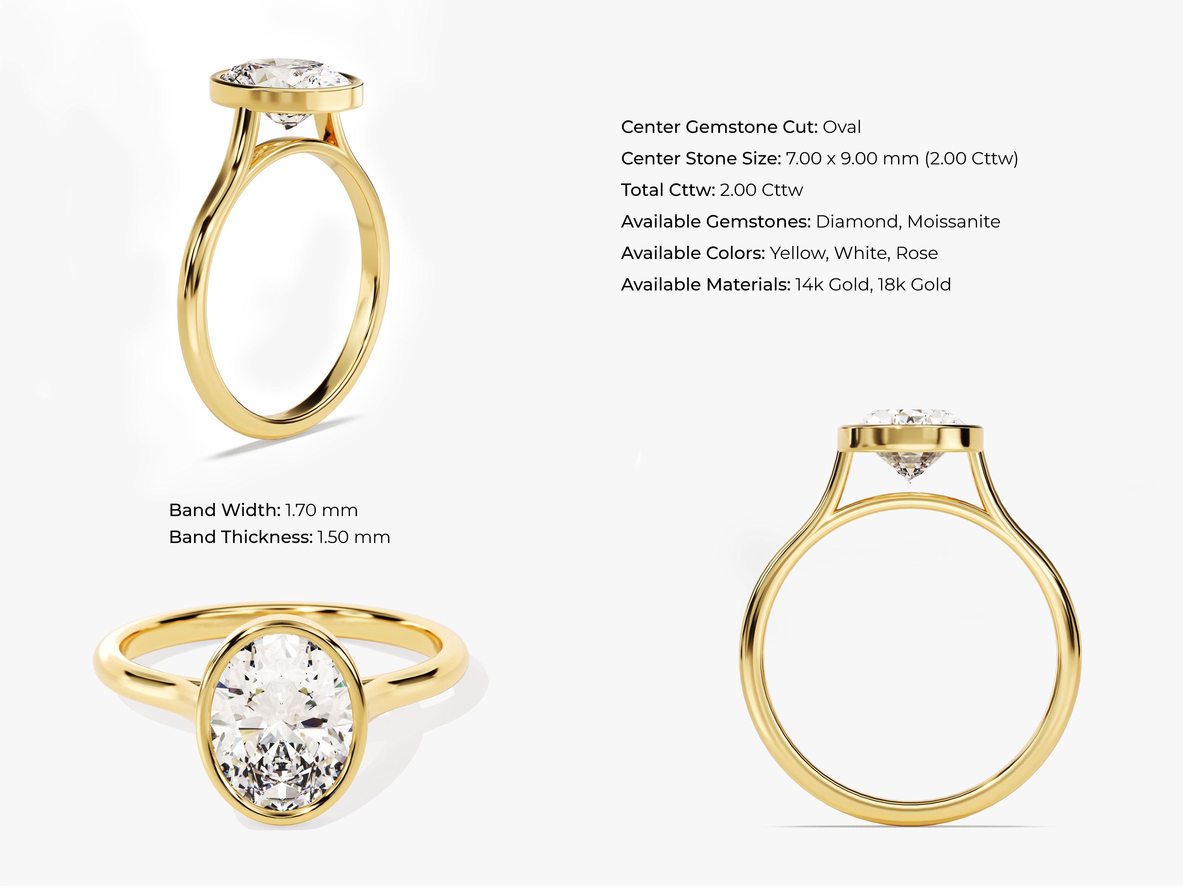 Oval diamond engagement ring in 14k gold