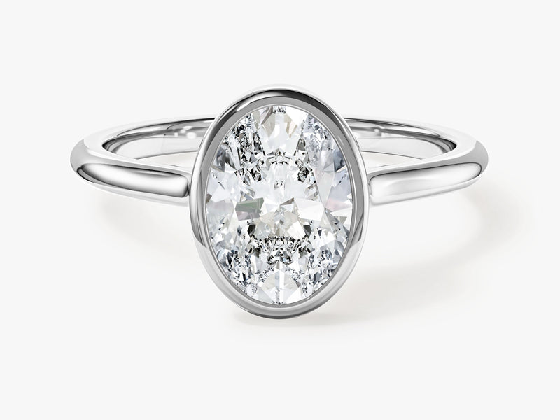 Bezel Oval Moissanite Engagement Ring (2.00 CT)