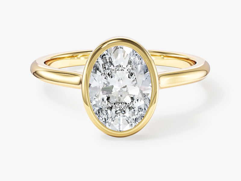 Bezel Oval Moissanite Engagement Ring (2.00 CT)