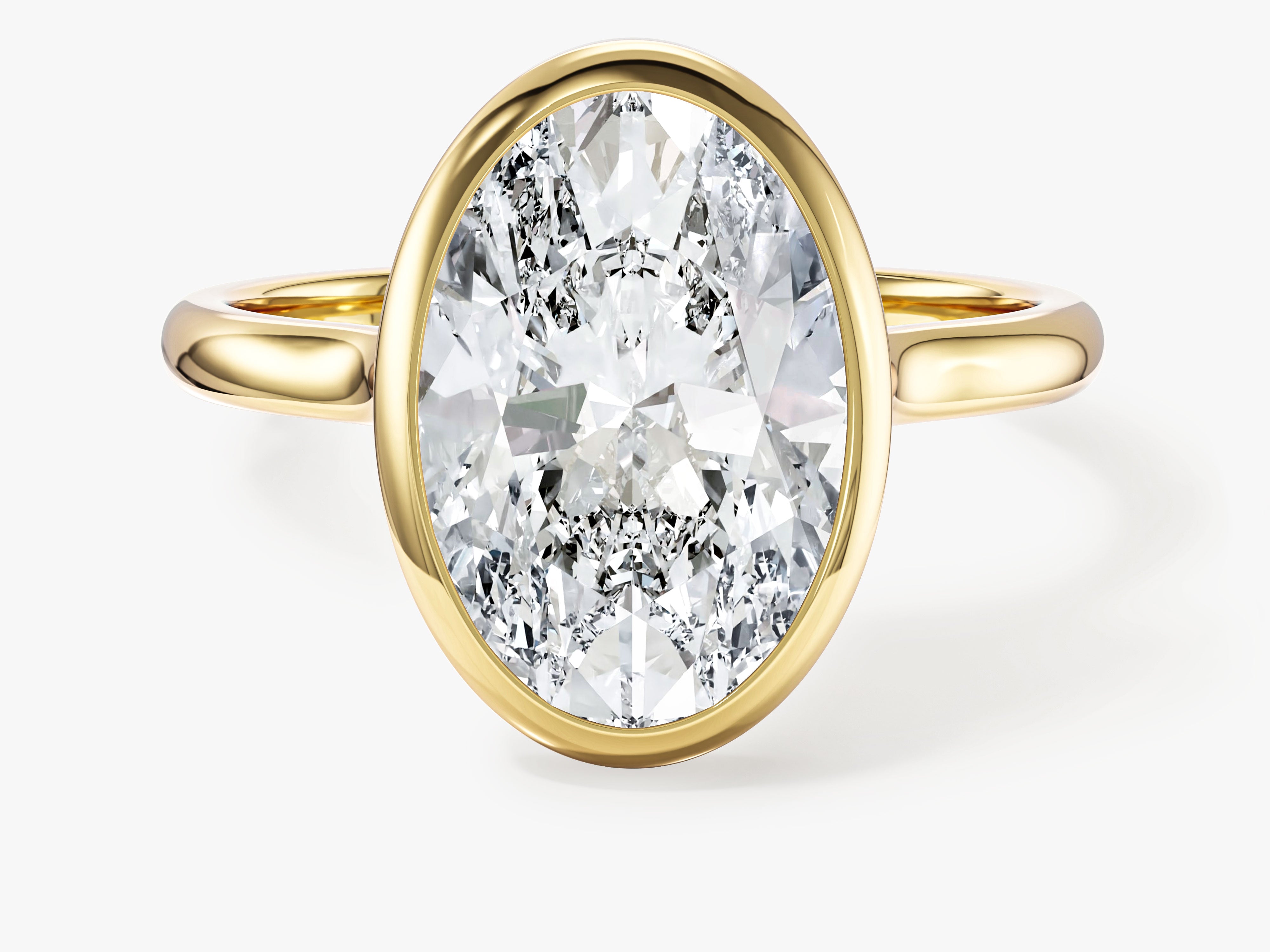 Bezel Oval Moissanite Engagement Ring (3.00 CT)