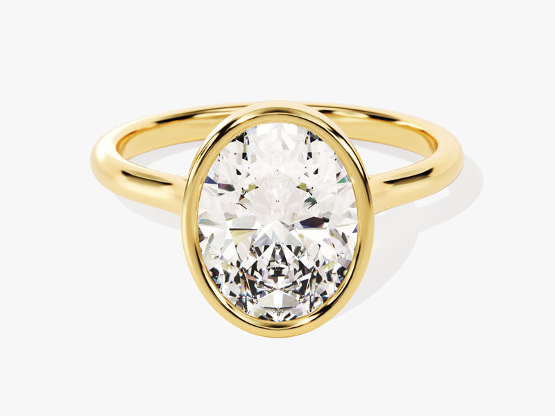 Gold ring with oval diamond, fine jewelry