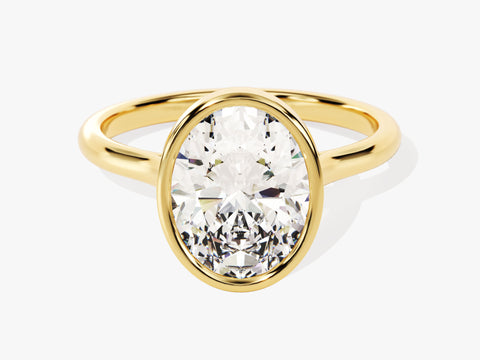 Bezel Oval Moissanite Engagement Ring (3.00 CT)