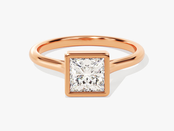Rose gold ring with princess cut diamond engagement ring