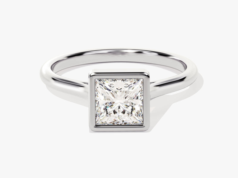 Bezel Princess Moissanite Engagement Ring (1.00 CT)