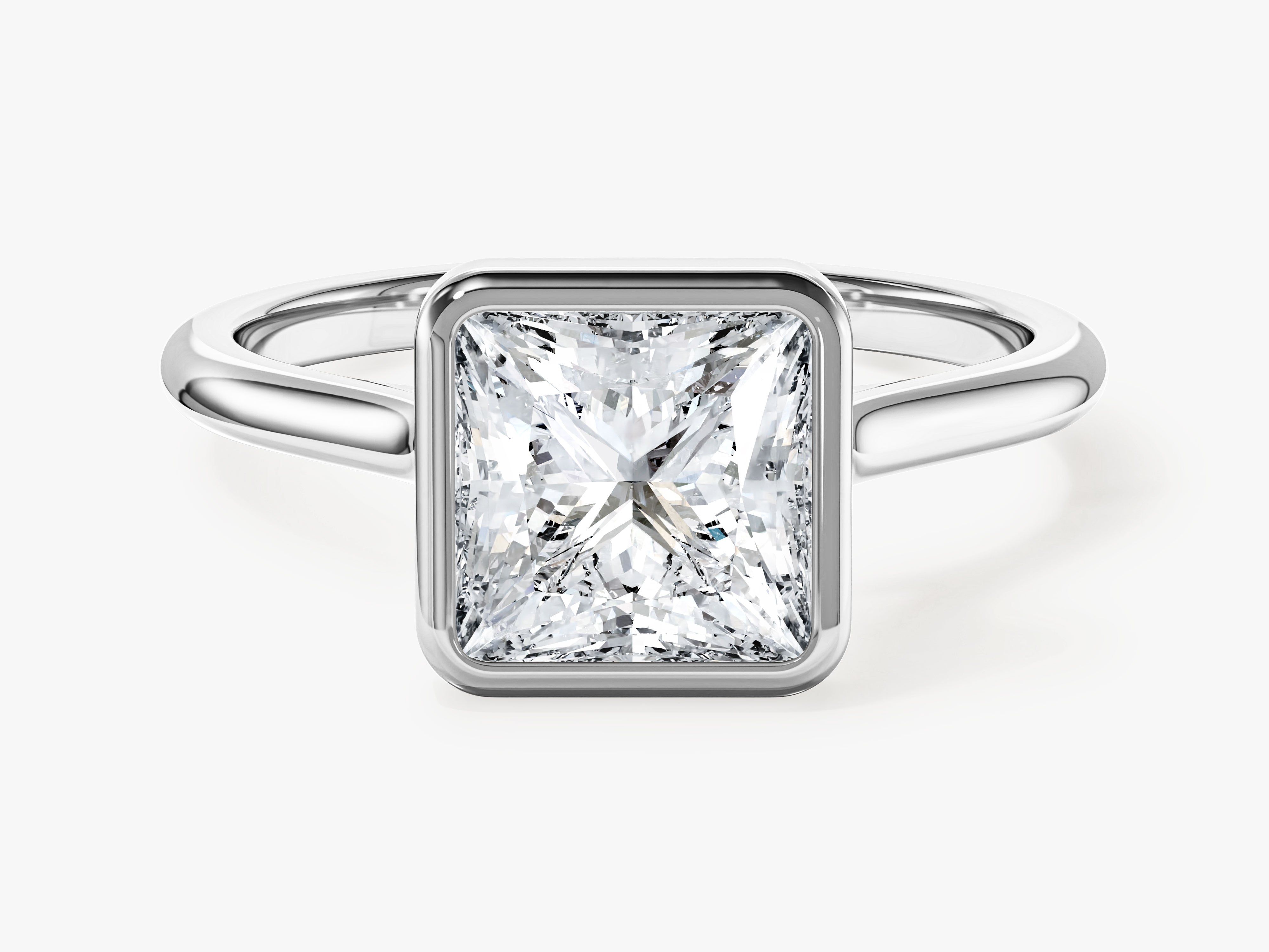 Bezel Princess Moissanite Engagement Ring (2.00 CT)