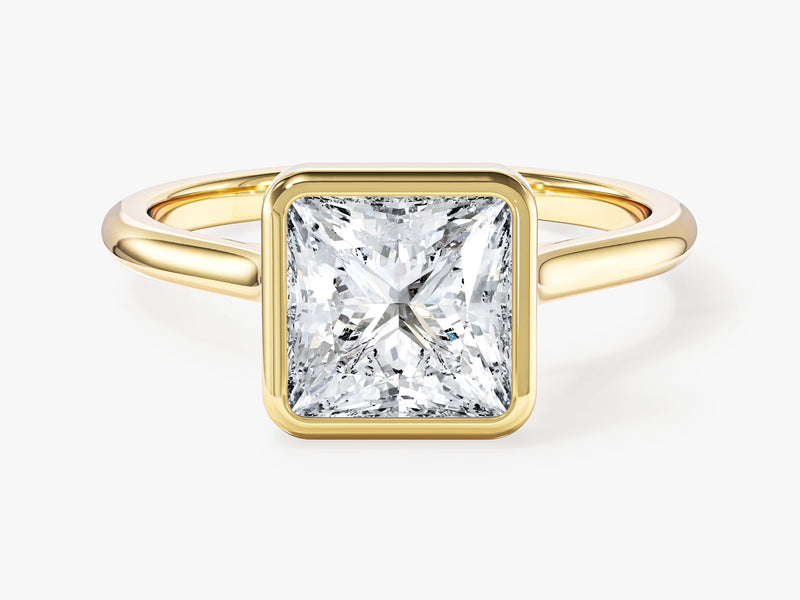 Bezel Princess Moissanite Engagement Ring (2.00 CT)