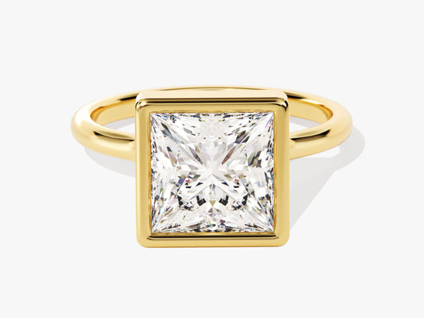 Gold ring with princess cut diamond engagement ring