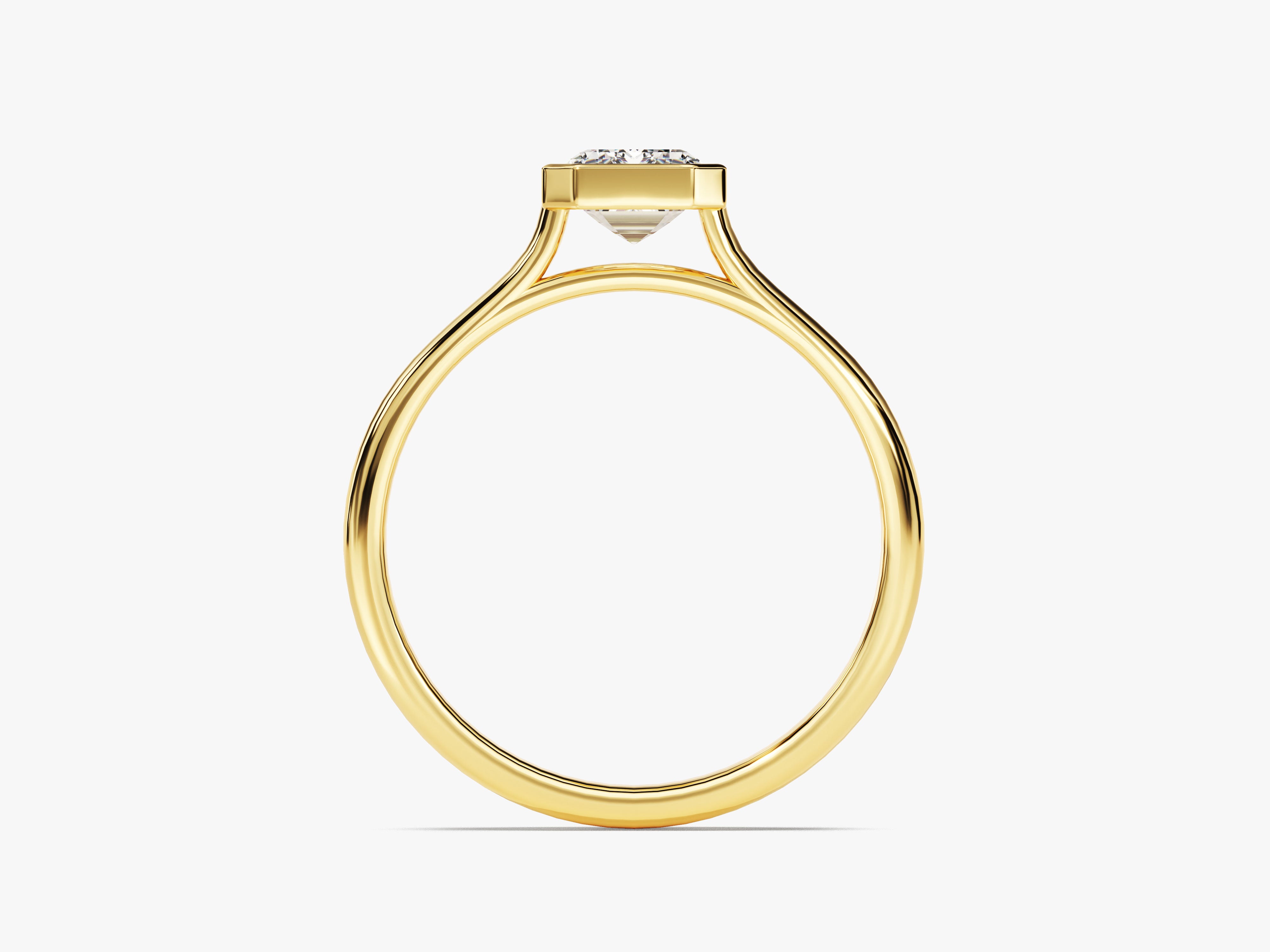 Gold diamond ring with bezel setting, fine jewelry