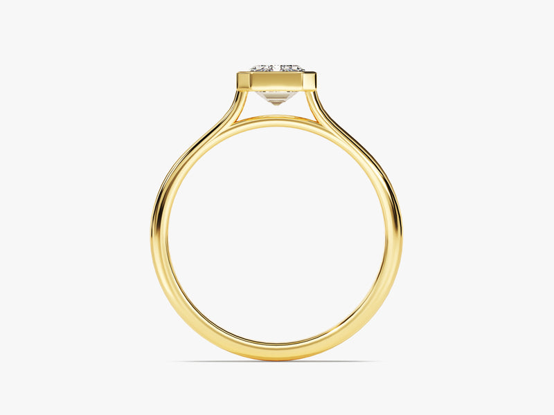 Bezel Emerald Moissanite Engagement Ring (1.00 CT)