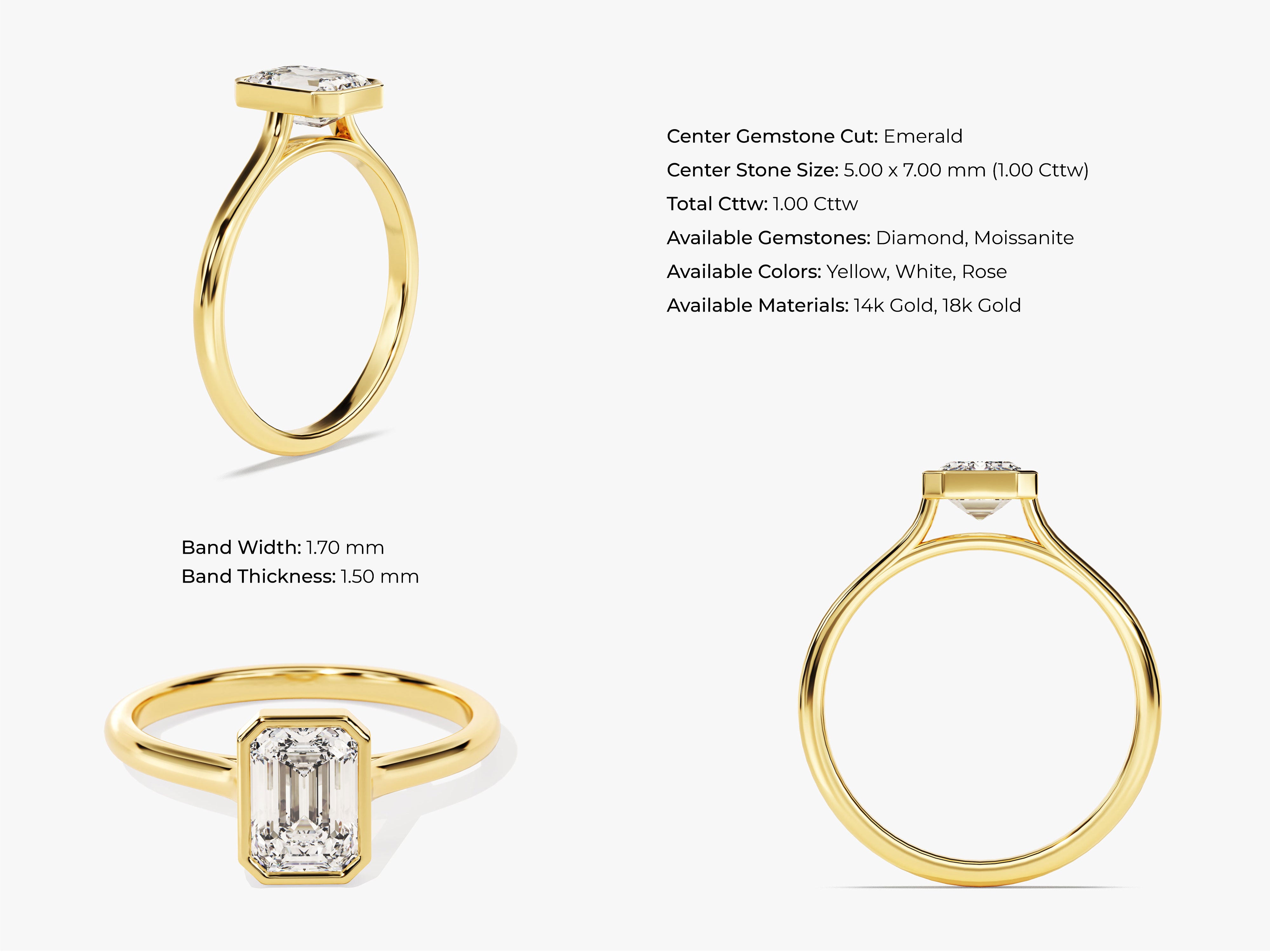 Emerald cut diamond ring in 14k gold