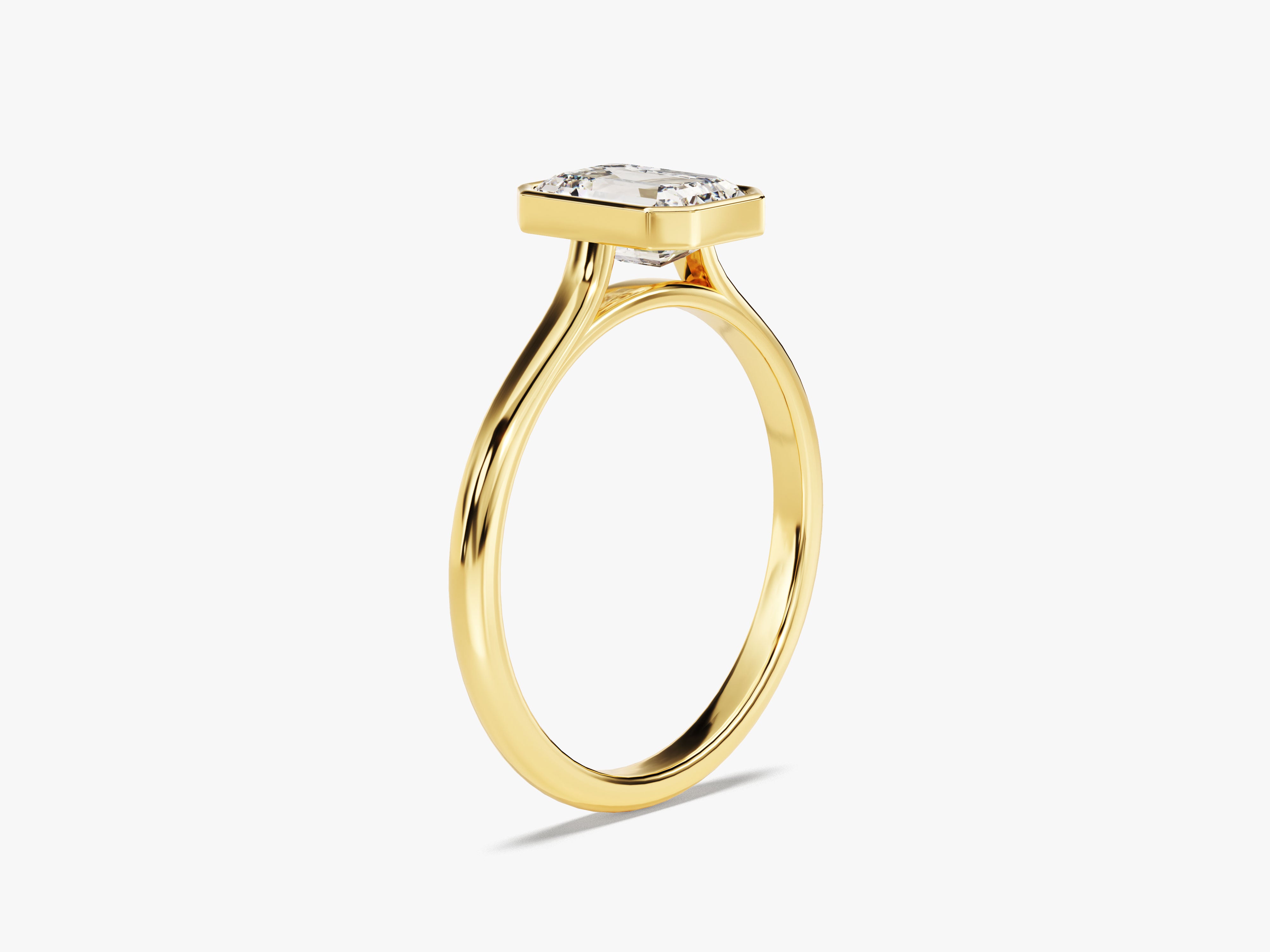 Gold ring with emerald cut diamond, jewelry, engagement ring
