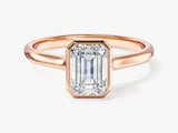 Bezel Emerald Moissanite Engagement Ring (1.00 CT)