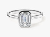 Bezel Emerald Moissanite Engagement Ring (1.00 CT)