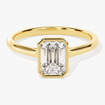 Bezel Emerald Moissanite Engagement Ring (1.00 CT)