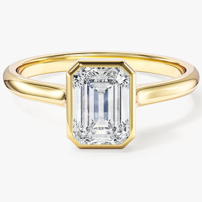 Bezel Emerald Moissanite Engagement Ring (1.00 CT)