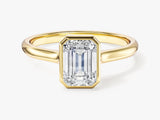 Bezel Emerald Moissanite Engagement Ring (1.00 CT)