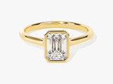 Bezel Emerald Moissanite Engagement Ring (1.00 CT)