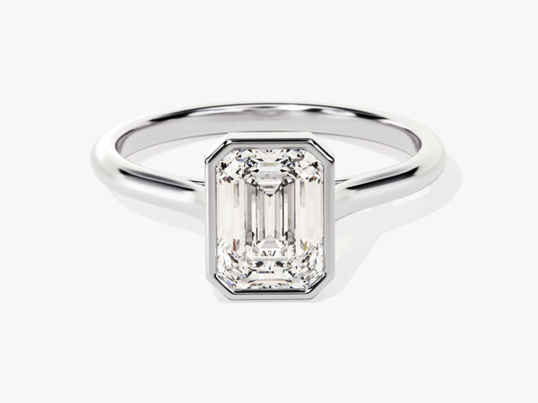 Bezel Emerald Diamond Engagement Ring (1.50 CT)