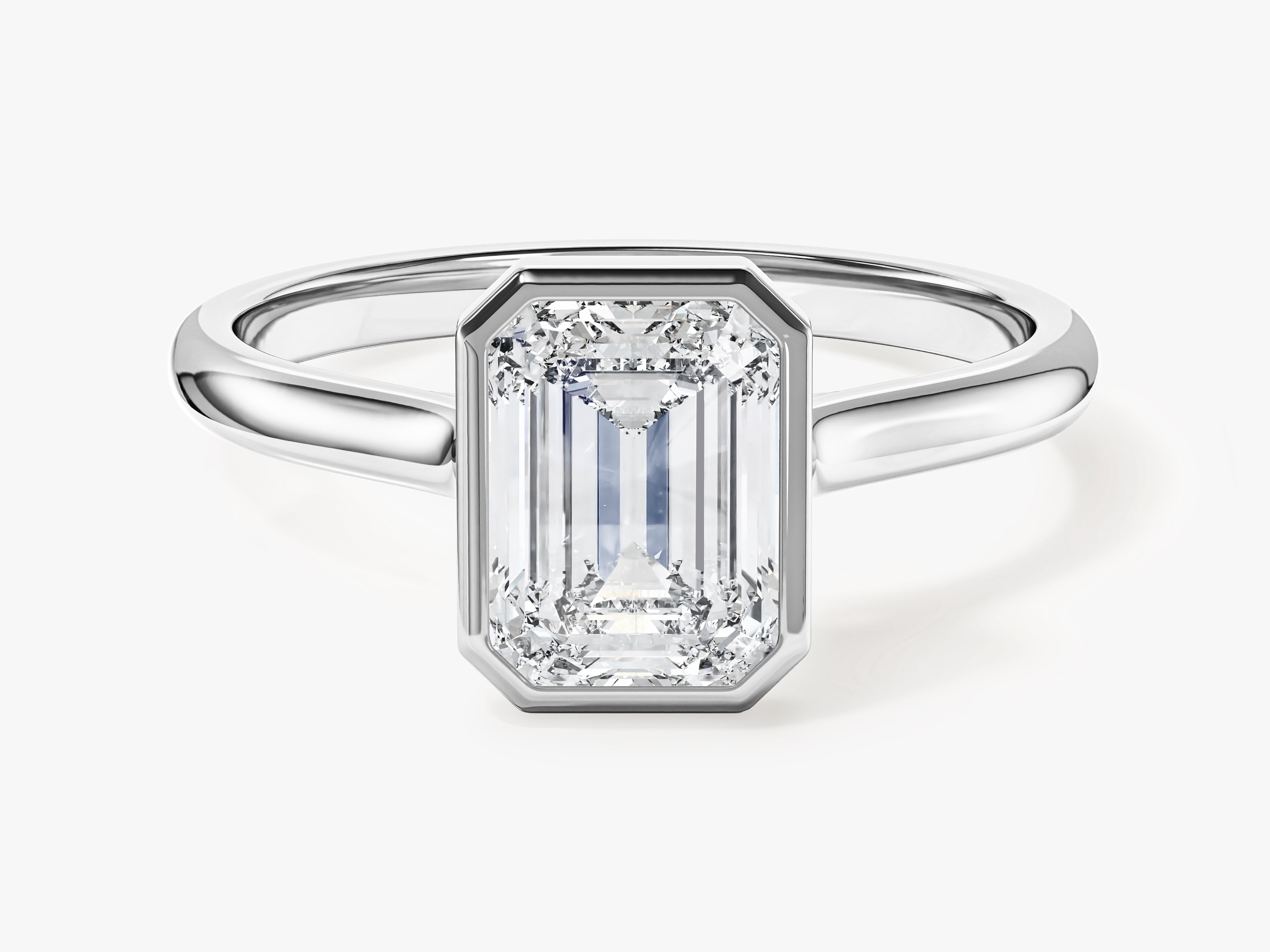 Bezel Emerald Moissanite Engagement Ring (1.50 CT)