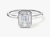 Bezel Emerald Lab Grown Diamond Engagement Ring (1.50 CT)