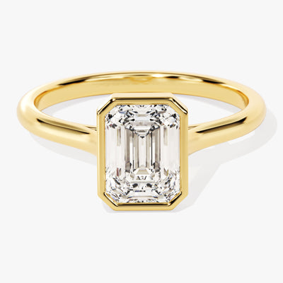 Bezel Emerald Lab Grown Diamond Engagement Ring (1.50 CT)