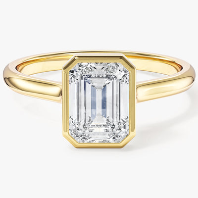 Bezel Emerald Lab Grown Diamond Engagement Ring (1.50 CT)