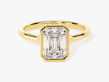 Bezel Emerald Moissanite Engagement Ring (2.00 CT)
