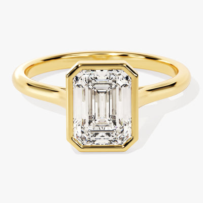 Bezel Emerald Lab Grown Diamond Engagement Ring (2.00 CT)