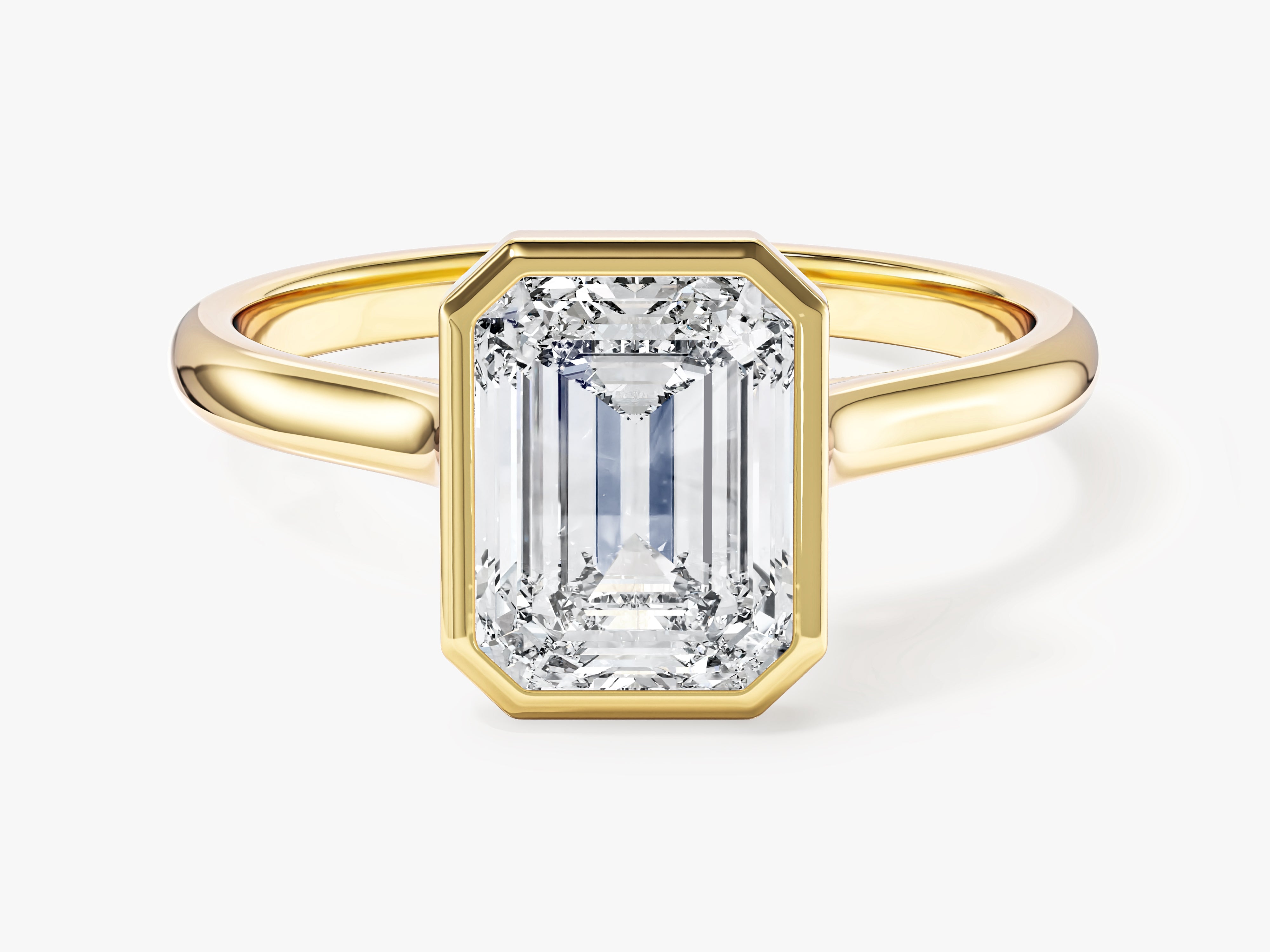 Bezel Emerald Moissanite Engagement Ring (2.00 CT)