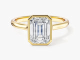 Bezel Emerald Lab Grown Diamond Engagement Ring (2.00 CT)