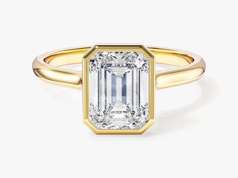 Bezel Emerald Moissanite Engagement Ring (2.00 CT)