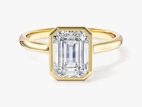 Bezel Emerald Moissanite Engagement Ring (2.00 CT)