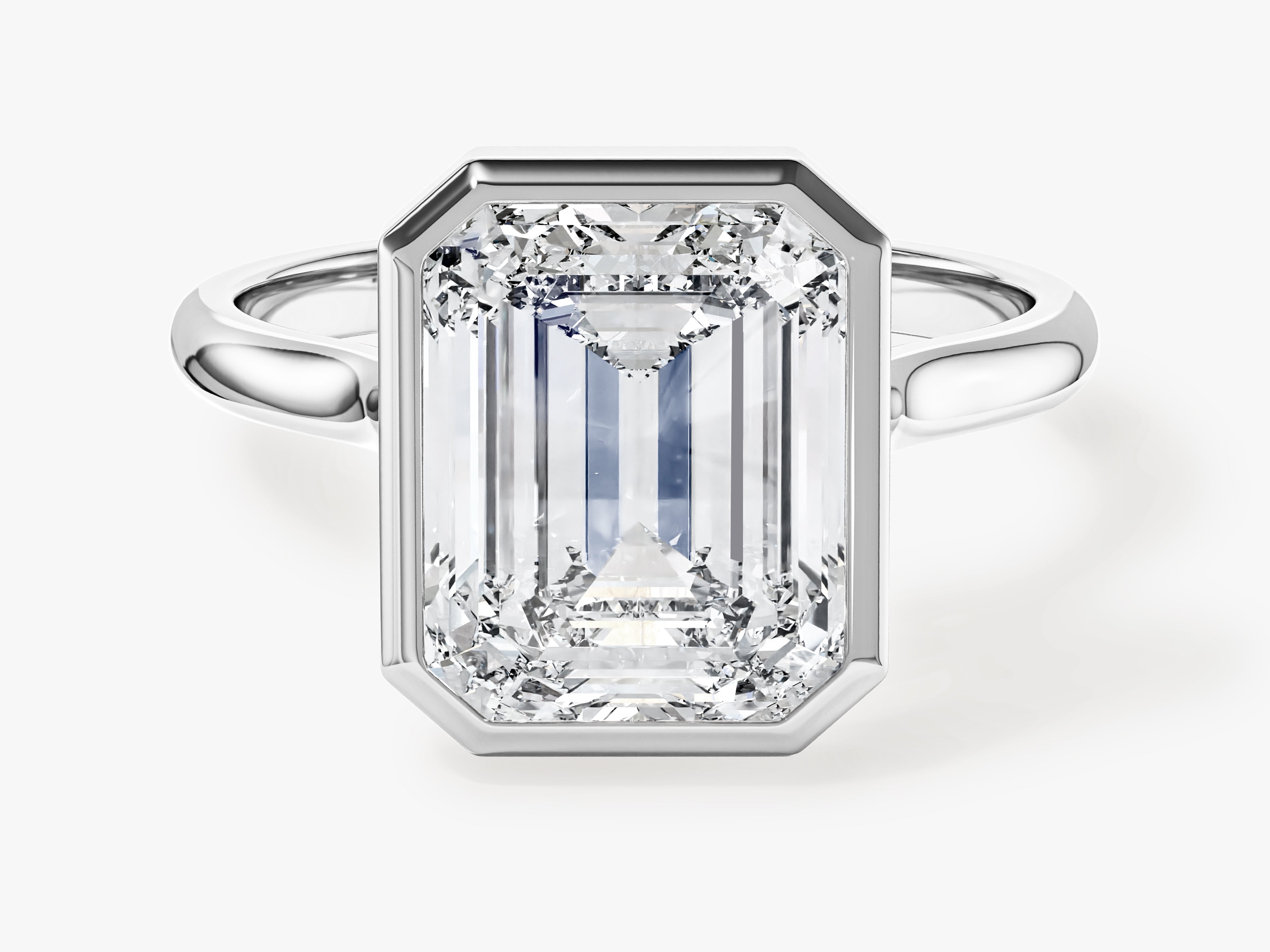 Bezel Emerald Moissanite Engagement Ring (3.00 CT)
