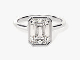 Emerald cut diamond ring in platinum setting