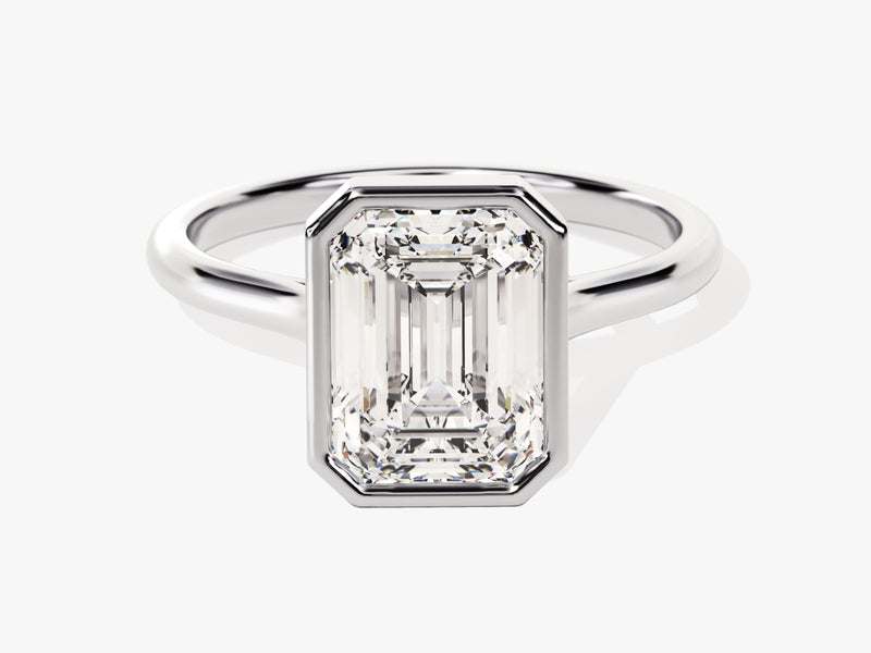 Bezel Emerald Moissanite Engagement Ring (3.00 CT)