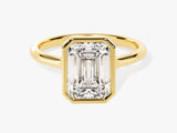Bezel Emerald Moissanite Engagement Ring (3.00 CT)