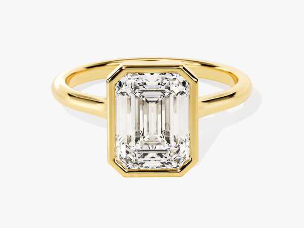 Bezel Emerald Moissanite Engagement Ring (3.00 CT)