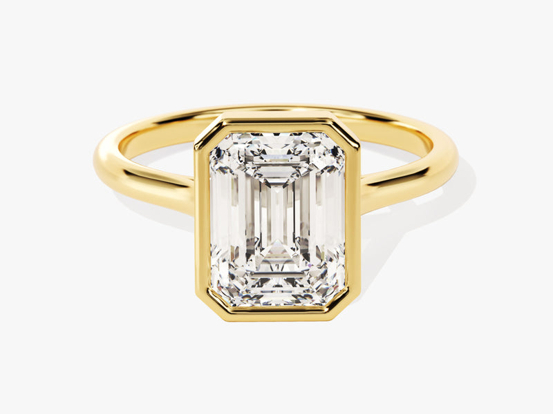 Bezel Emerald Moissanite Engagement Ring (3.00 CT)