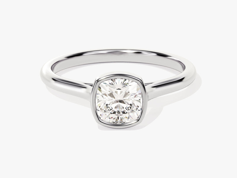 Bezel Cushion Lab Grown Diamond Engagement Ring (1.00 CT)