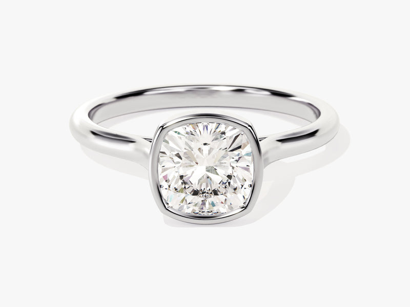 Bezel Cushion Lab Grown Diamond Engagement Ring (1.50 CT)